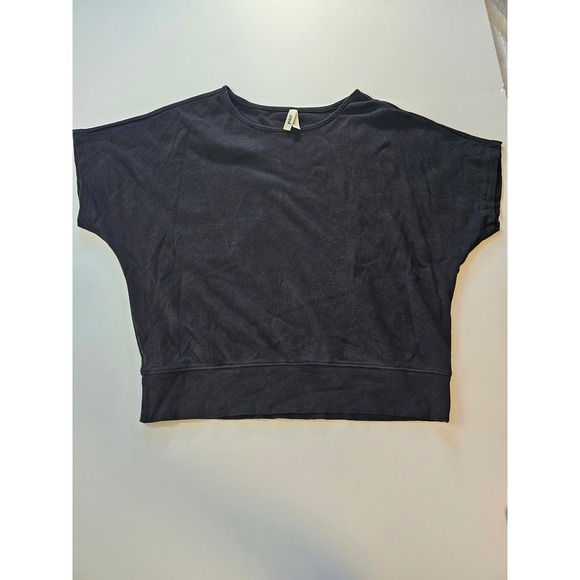Pact Tops - Pact Organic Cotton Top Women L Black Dolman Sleeve Cropped Lounge